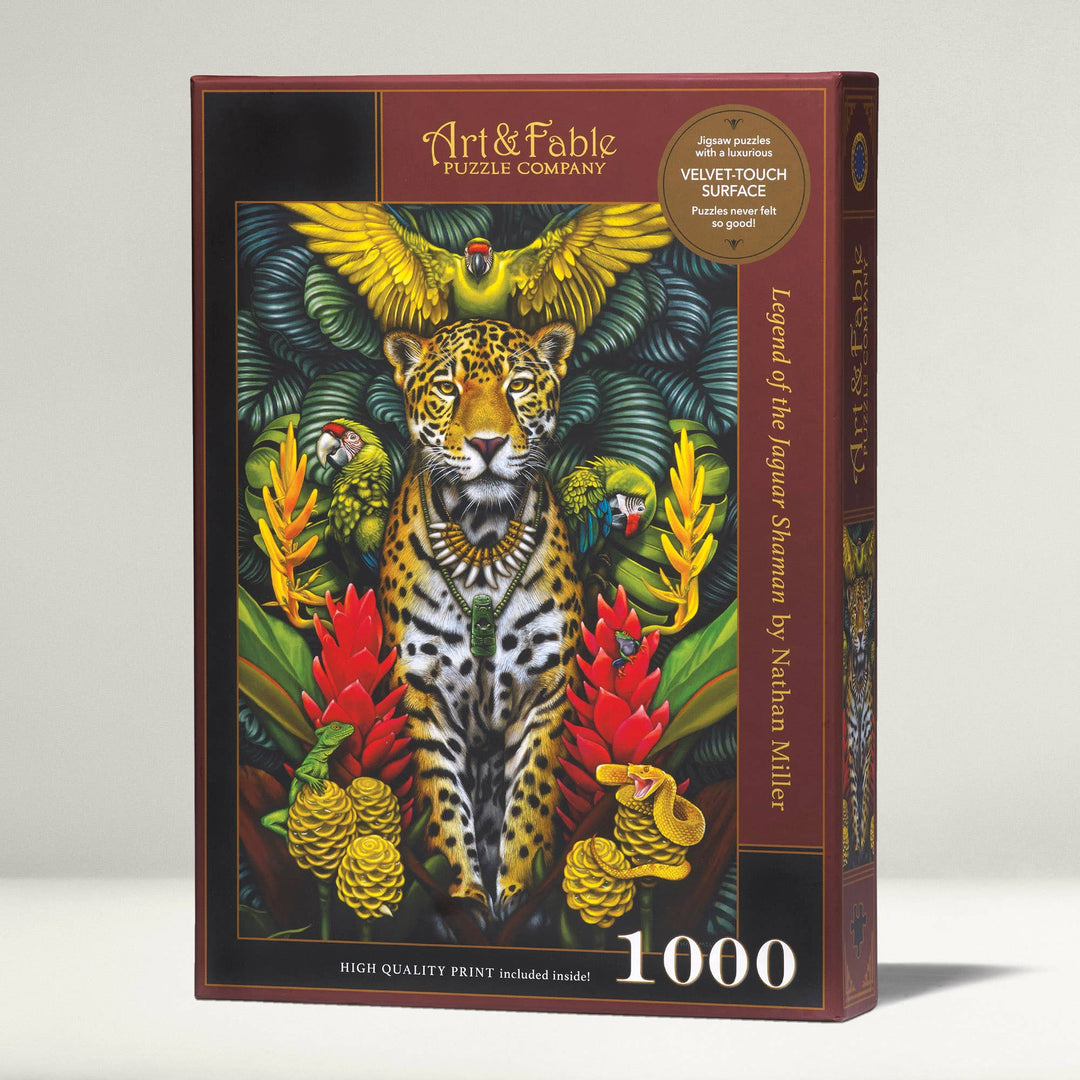 Art & Fable Puzzle Company, LLC - Legend of the Jaguar, 1000-pc Velvet-Touch Puzzle