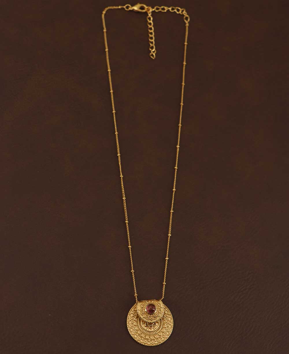 Culture Spot - Inspirational Gold Plated Mandala Necklace with Tourmaline Stone