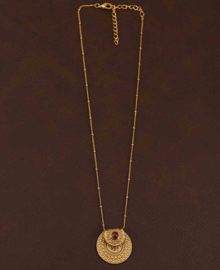 Culture Spot - Inspirational Gold Plated Mandala Necklace with Tourmaline Stone
