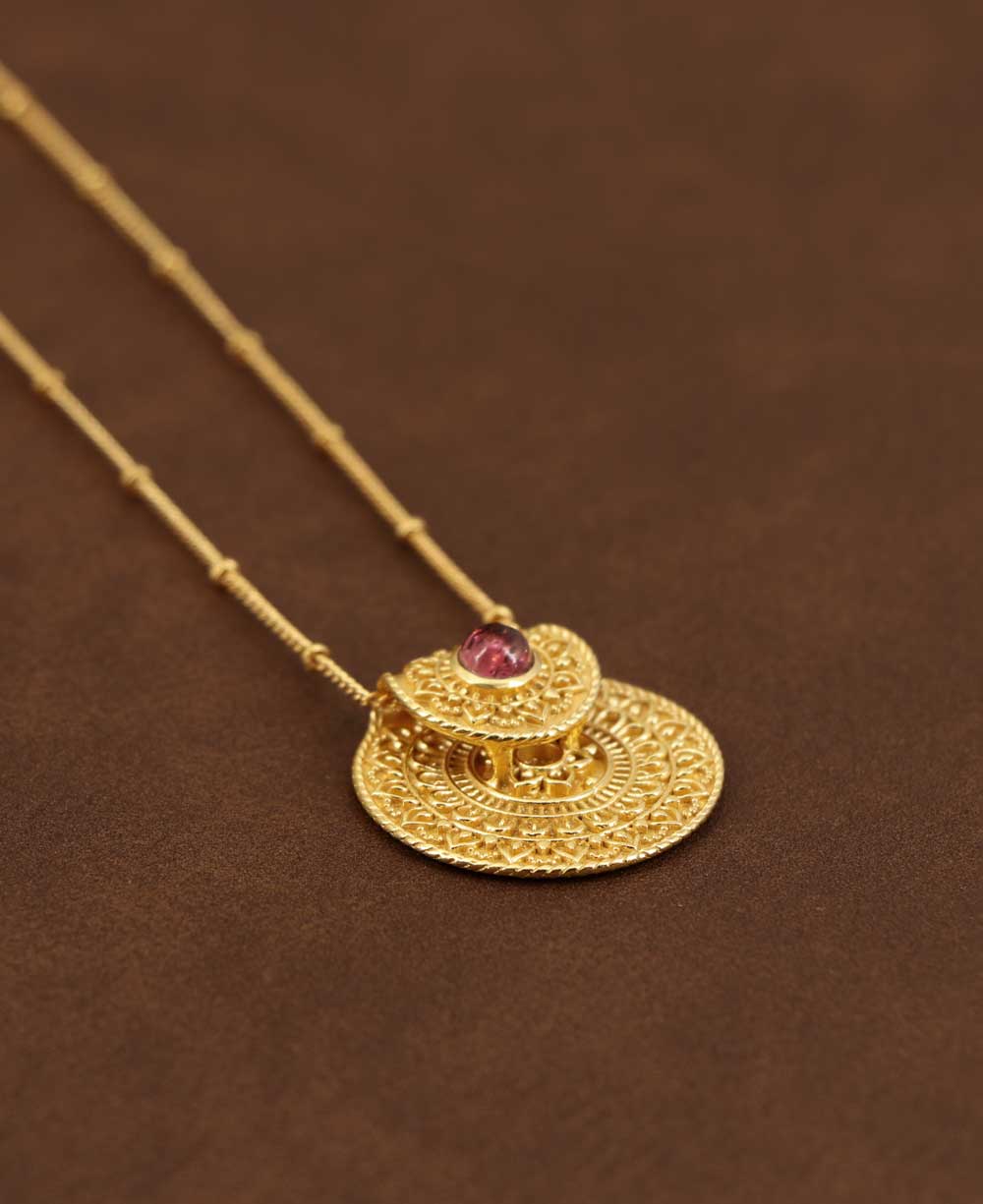 Culture Spot - Inspirational Gold Plated Mandala Necklace with Tourmaline Stone