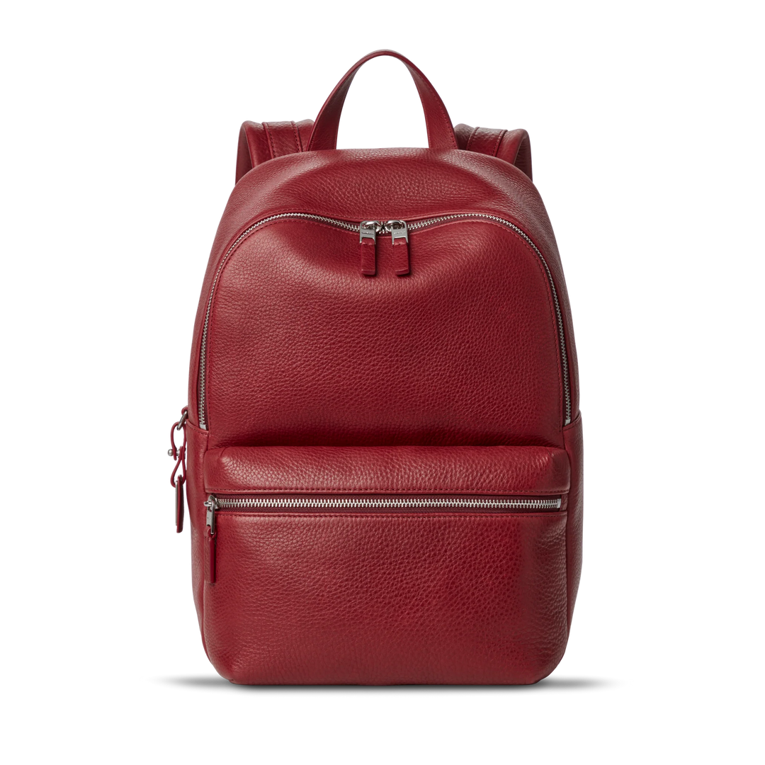 Shinola Runwell Small Backpack - Natural Grain Leather in Ruby Color