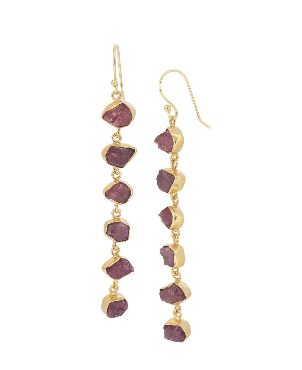 Culture Spot - Raw Pink Tourmaline Dangle Earrings