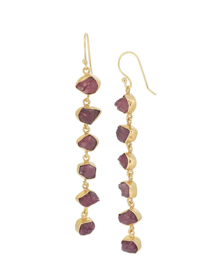 Culture Spot - Raw Pink Tourmaline Dangle Earrings