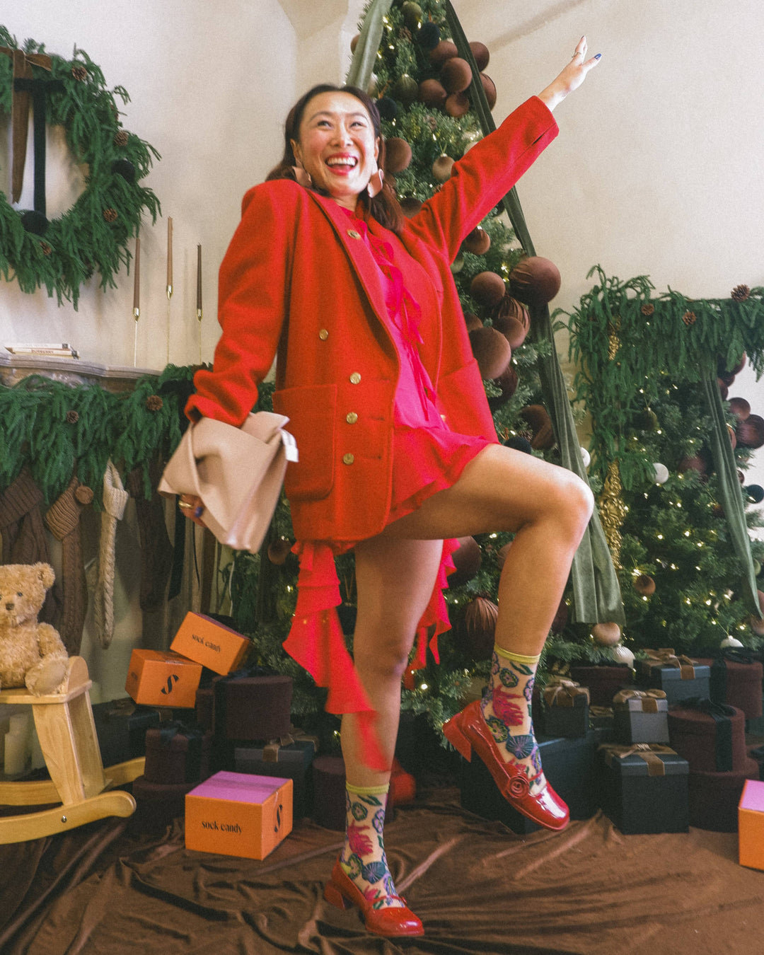 Sock Candy - Festive Floral Sheer Crew Sock