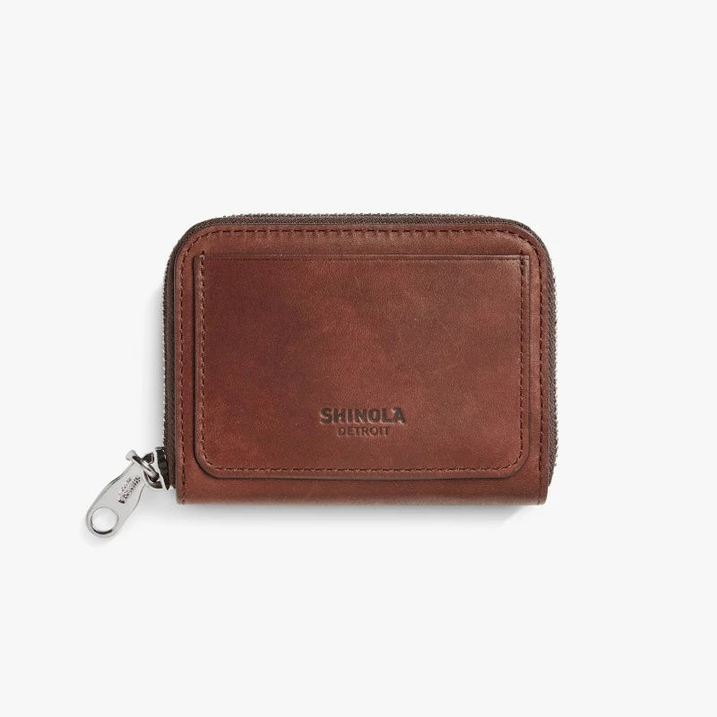 Shinola Pocket Small Zip Around Wallet Oxblood