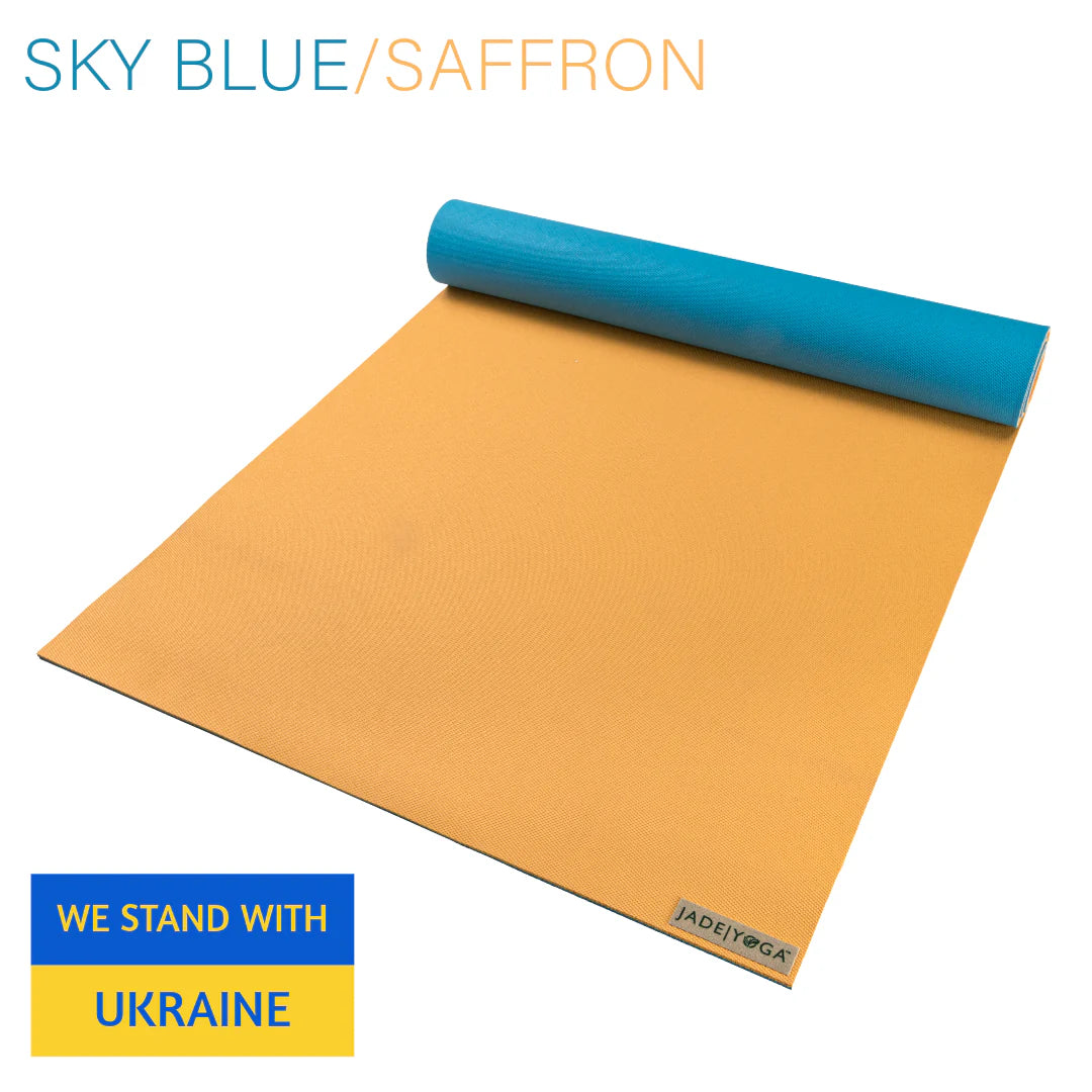 Jade Yoga Harmony Mat in Saffron /Sky Blue