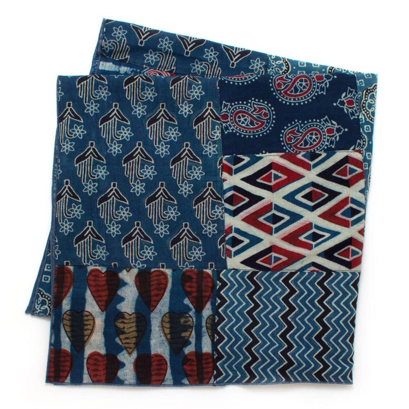 Bengal Patchwork Double Sided Bandana-Blue - Terma Goods