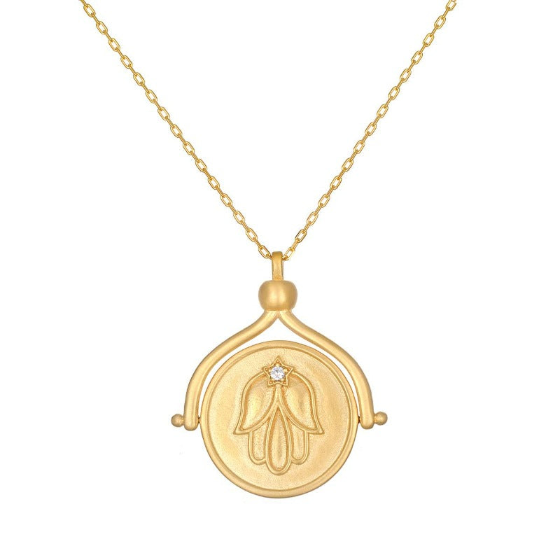 Satya Jewelry 14" Gold Hamsa Eye Spinner Necklace