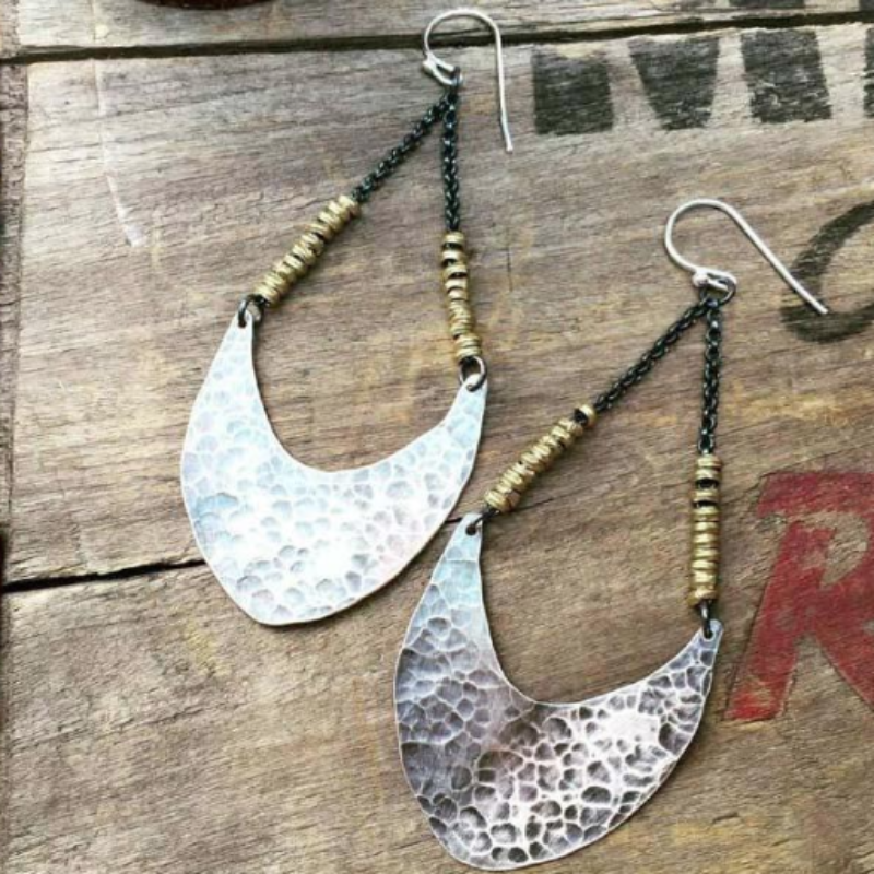 Medium Pendulum Earrings - Sterling and Brass with brass Hei - Terma Goods