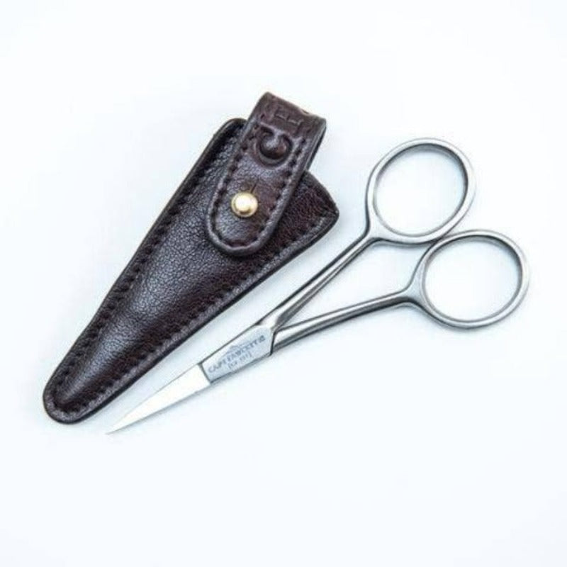 Captain Fawcett Hand-Crafted Grooming Scissors with Leather Pouch CF.19T - Terma Goods