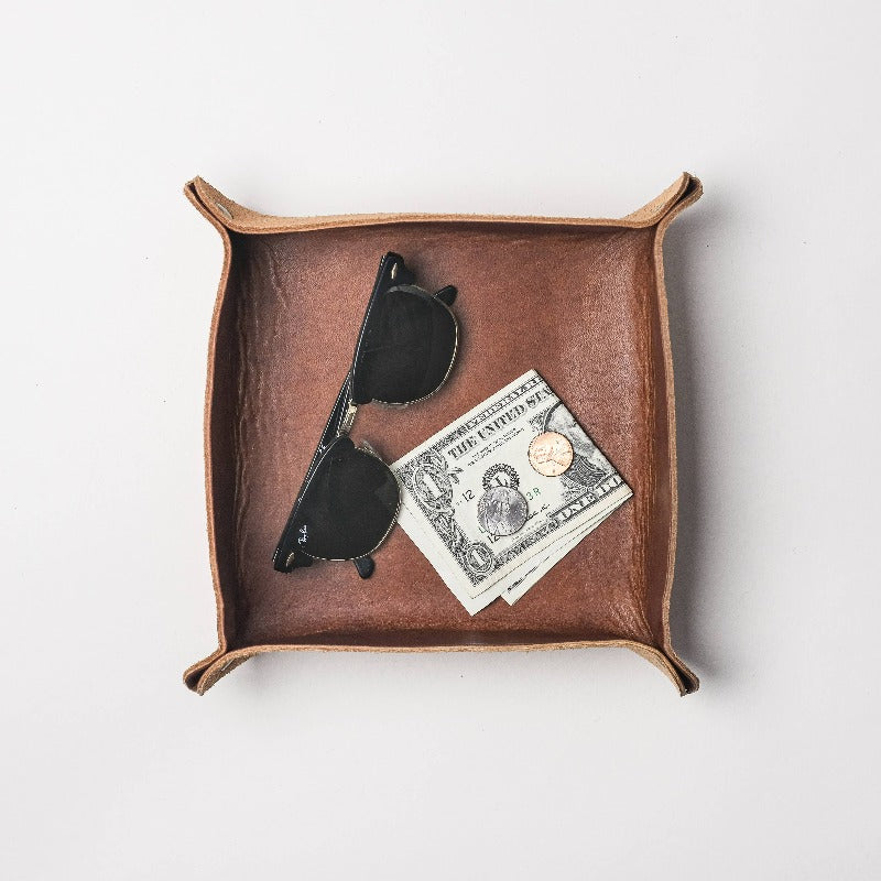 Choice Cuts Industries Leather Valet Tray in Horween English Tan - Terma Goods