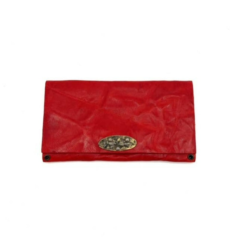 Rebel Designs Unconstructed Leather Wallet in Crinkled Red