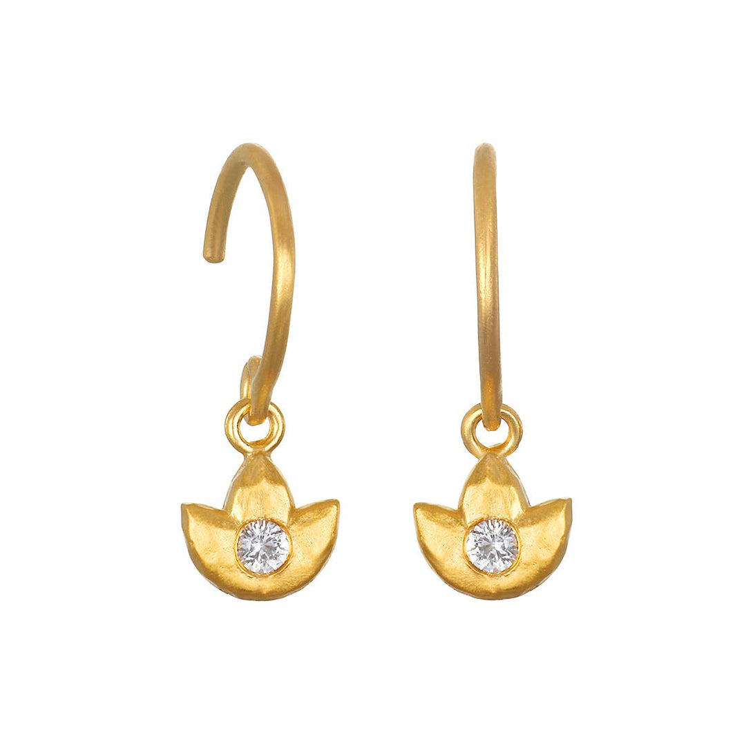 Satya Jewelry -  Inner Light Mini Lotus Wire Hoop Earring