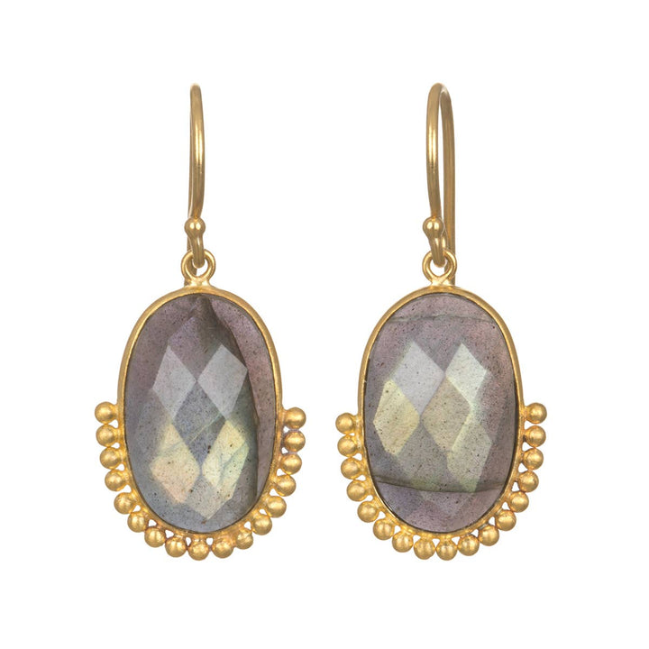 Satya Jewelry - Labradorite Gold Dot Earring
