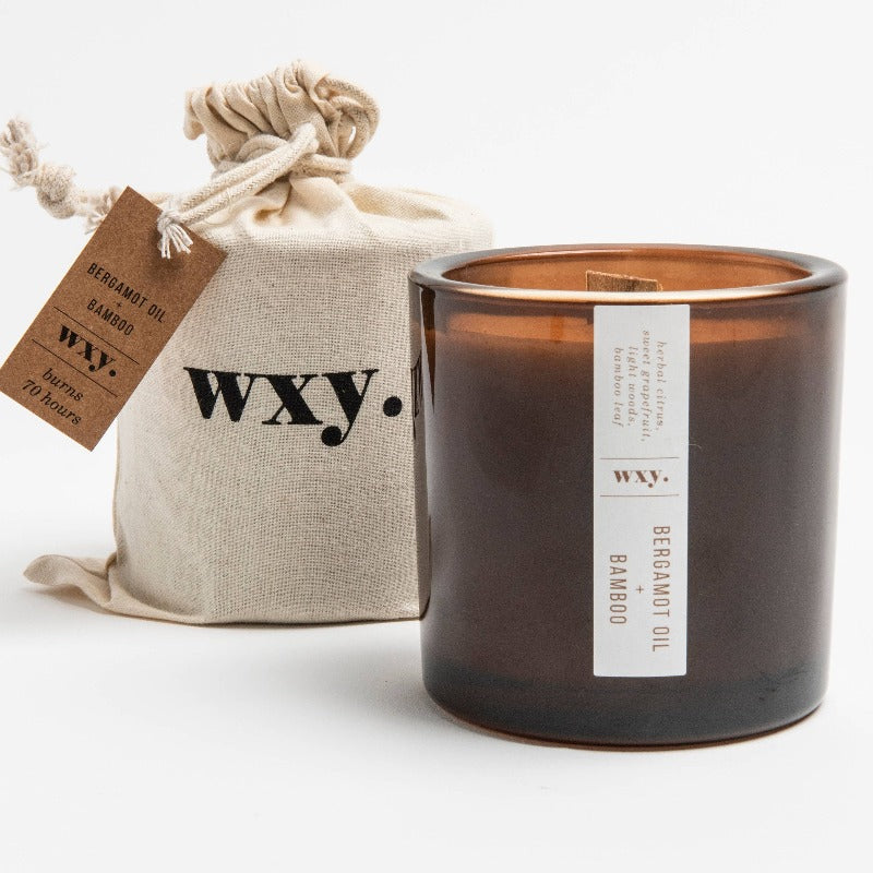 wxy. Large Amber Candle, Bergamot + Bamboo - Terma Goods