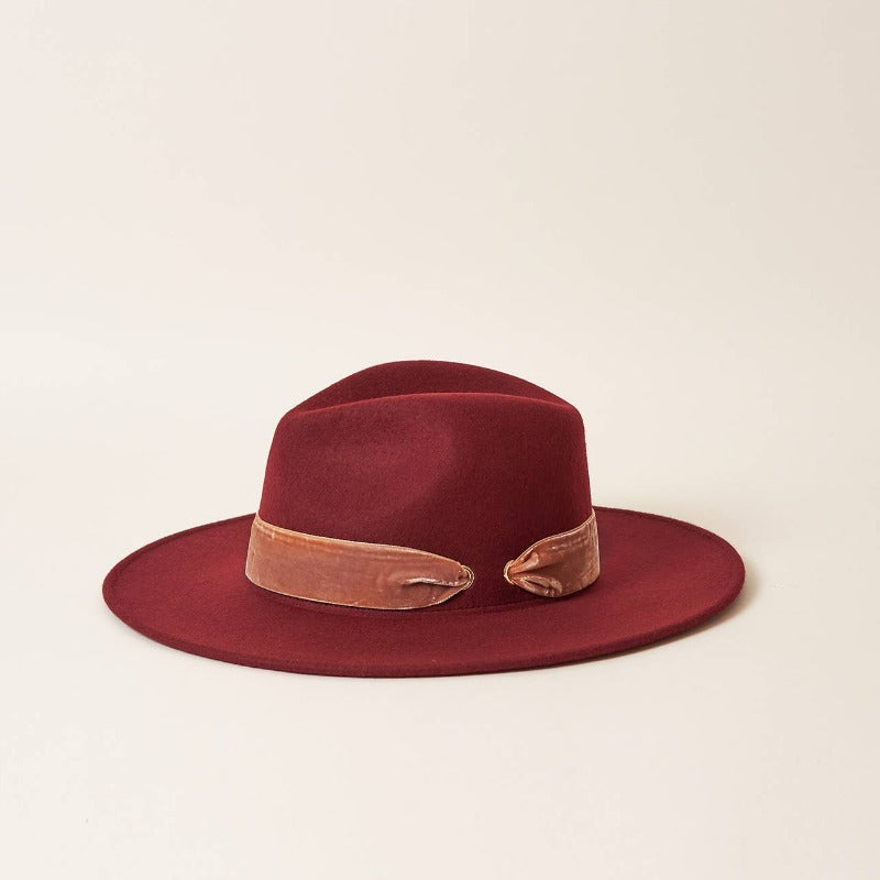 Maradji "Gabin" Rust-Colored Rancher Hat with Velvet Ribbon