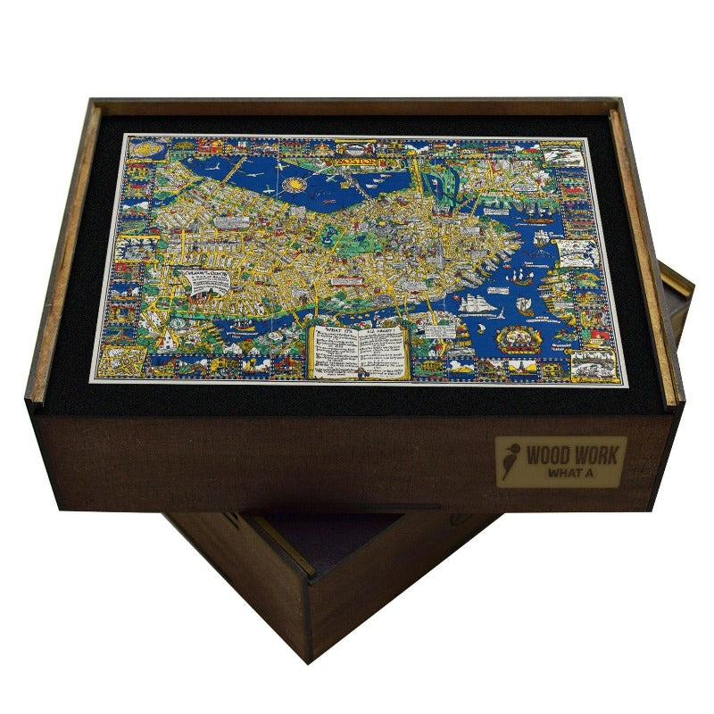 WAWW Puzzles - Antique BOSTON Map | Wooden Puzzle | Adult Jigsaw