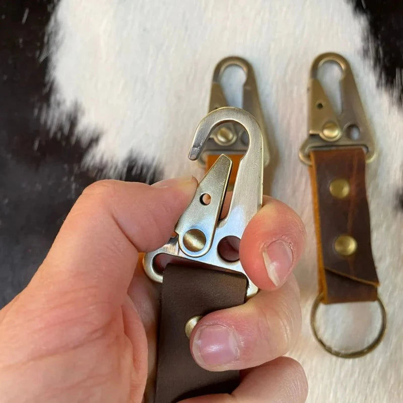 Blu Mountain Co. Carabiner Leather Keychain Clip Key Fob