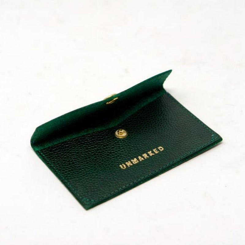UNMARKED Handcrafted A8 Envelope Mini Wallet in Green Leather