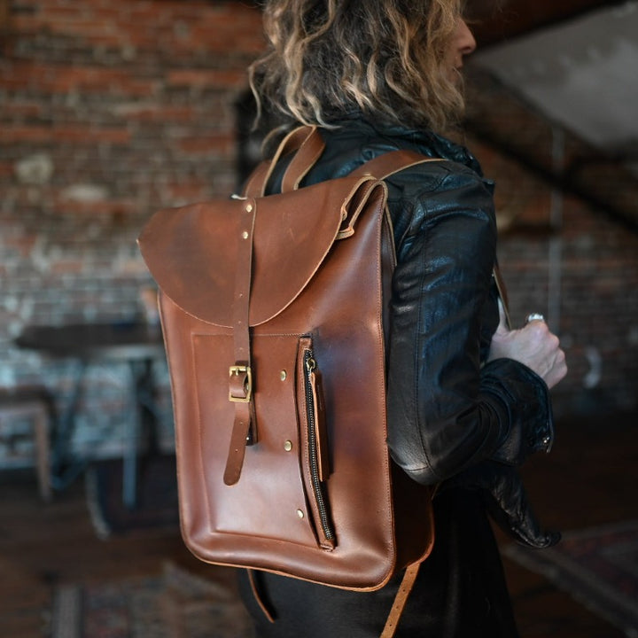 Unmarked Leather Backpack with Wallet