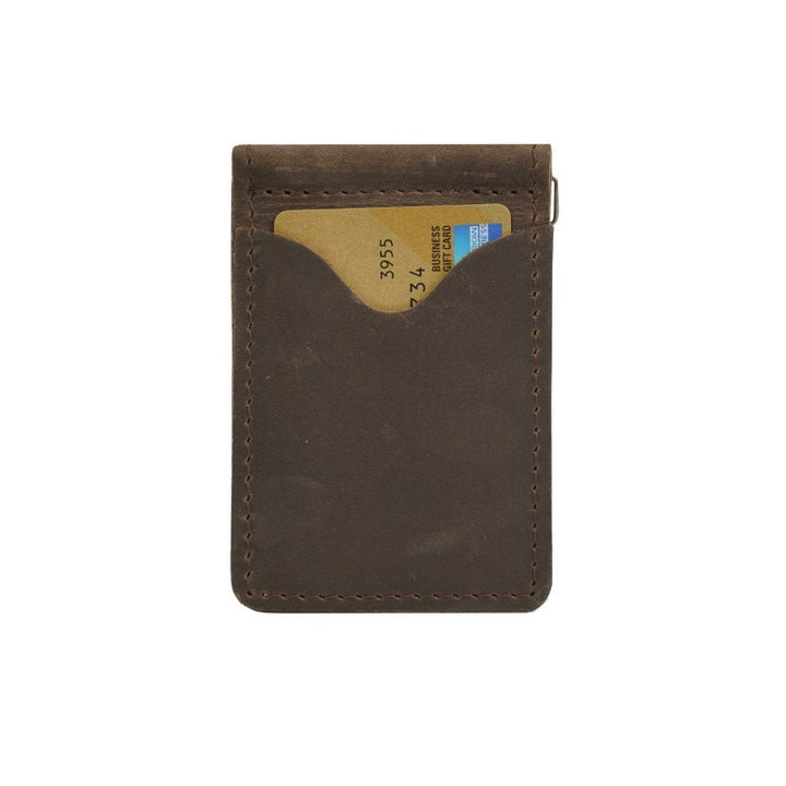 Rustico Money Clip Leather Wallet in Dark Brown