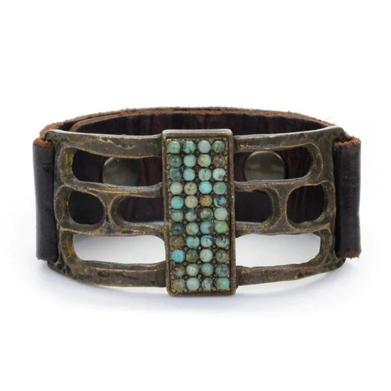 Rebel Designs Open Rectangle Leather Bracelet