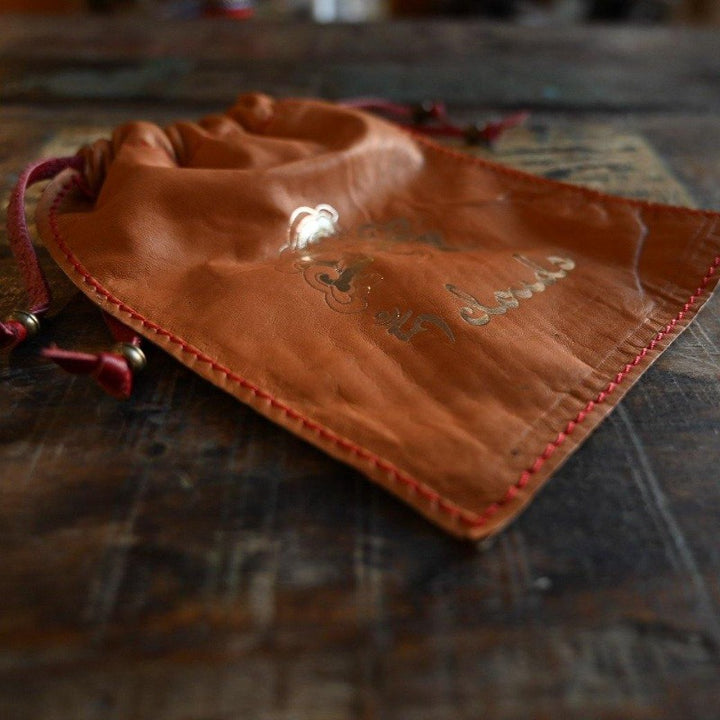 Gold Embossed Leather Mala Pouch - the five clouds