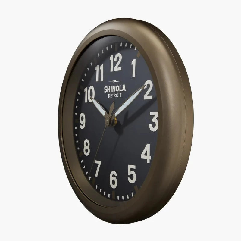 Shinola Electric Runwell Clock | Bronze + Matte Black