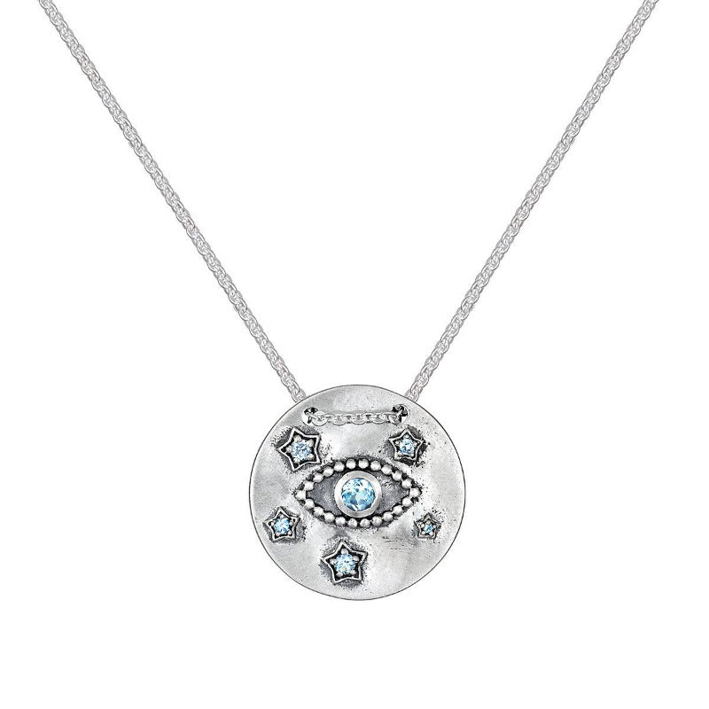 Satya Jewelry Eye Silver Coin Necklace
