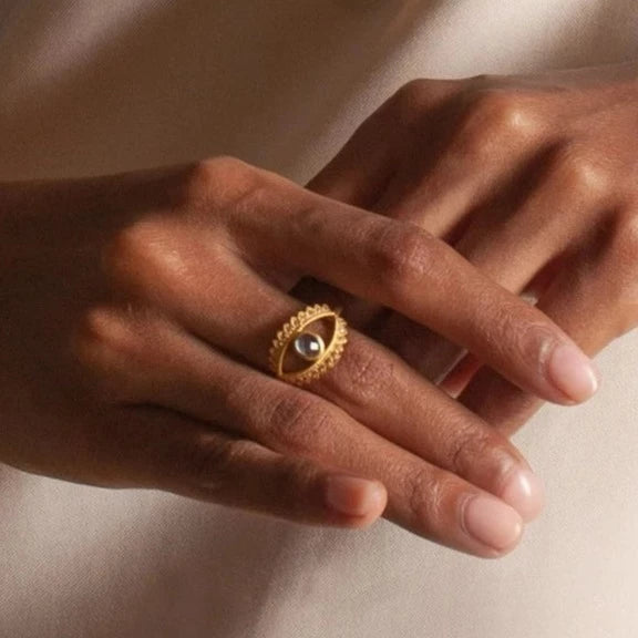 Satya Keeper of Positivity Eye Blue Topaz Ring