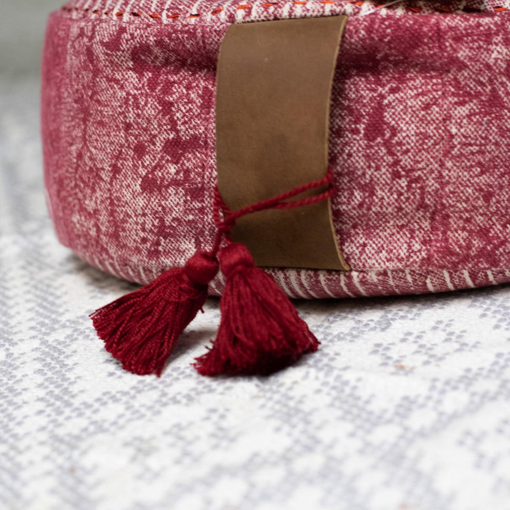 Round Buckwheat Meditation Cushion in Red - the five clouds