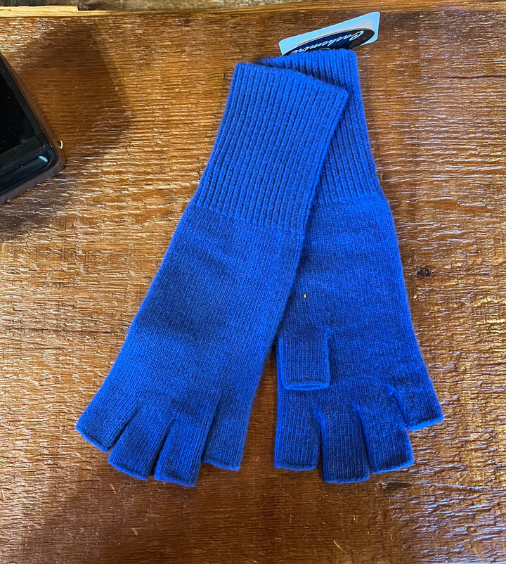 Portolano Cashmere Fingerless Gloves Blue Bell