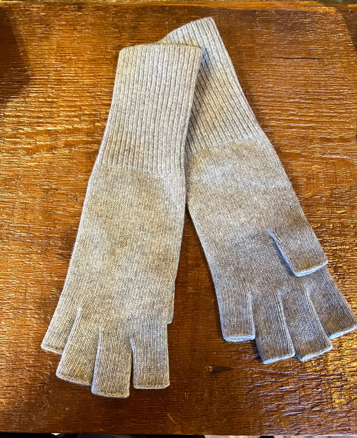 Portolano Cashmere Fingerless Gloves Light Grey