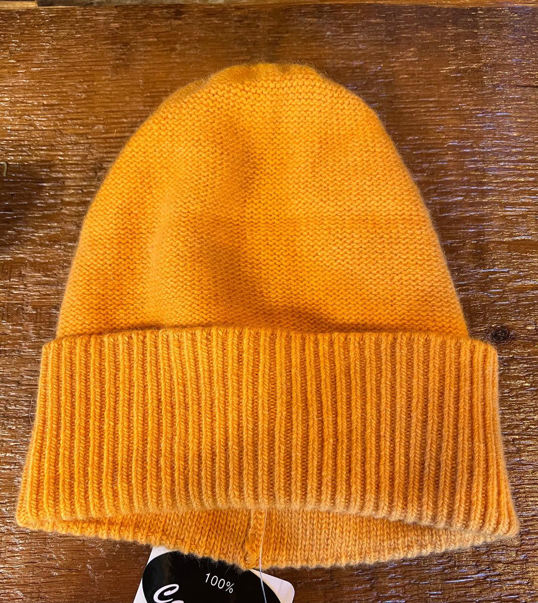 Portolano Cashmere Rib Cuff Slouchy Hat Flame Orange