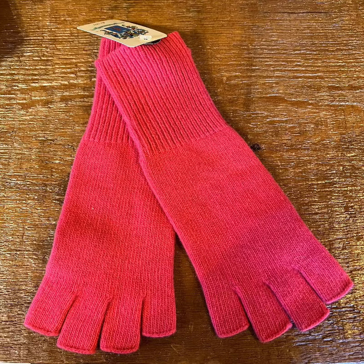 Portolano Cashmere Fingerless Gloves Candy Pink