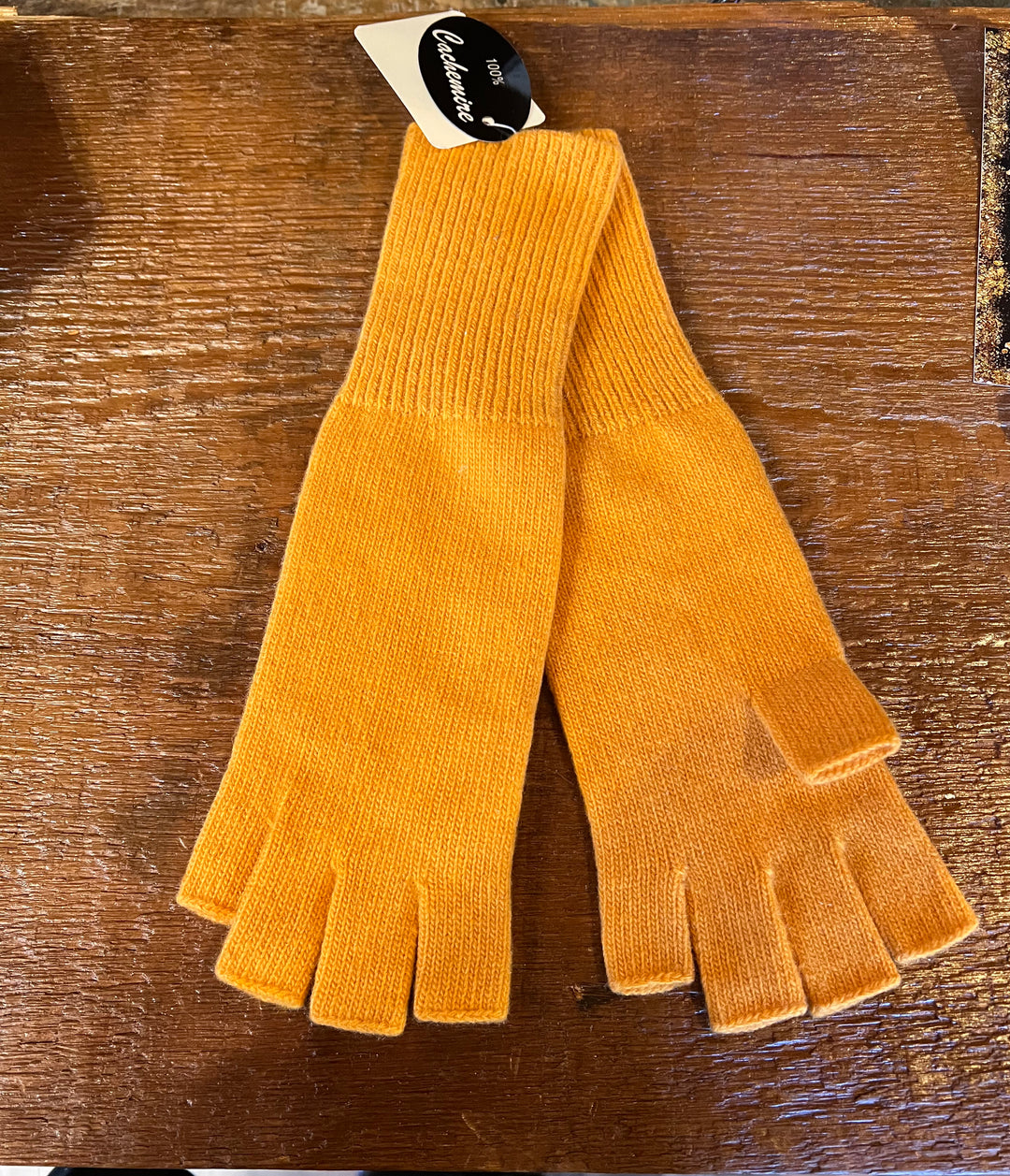 Portolano Cashmere Fingerless Gloves Flame Orange