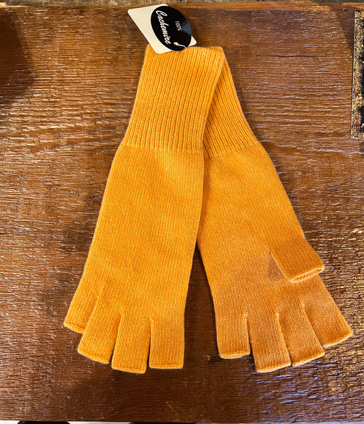 Portolano Cashmere Fingerless Gloves Flame Orange