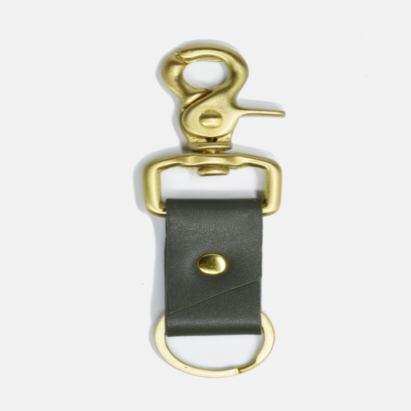 Curated Basics Olive Green Leather Keychain
