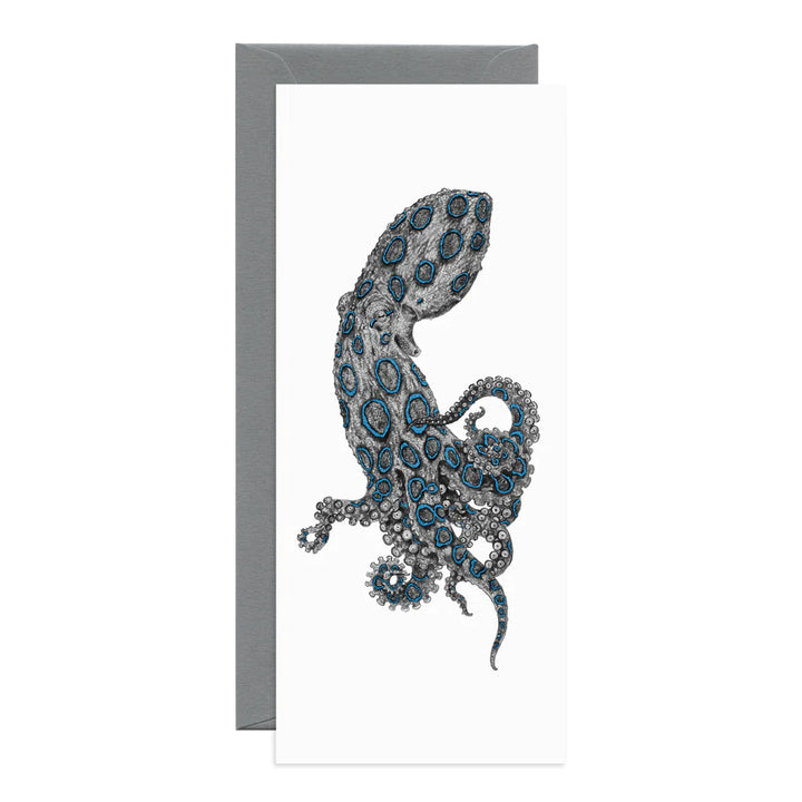 Open Sea Design Nautical Themed Rectangular Greeting Cards - Narwhal, Snake, Octopus, and Dragon Fly
