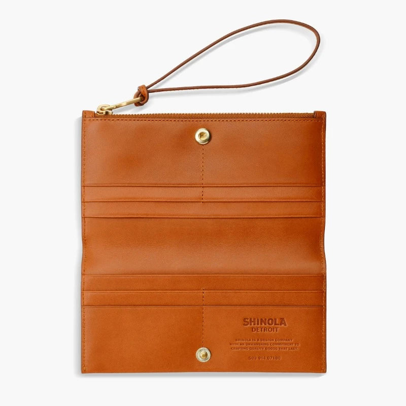 Shinola Natural Leather Wallet Wristlet | Blood Orange