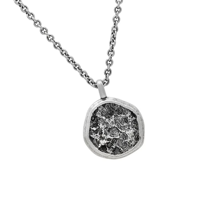 John Varvatos Men's Distressed Silver Medalion Necklace