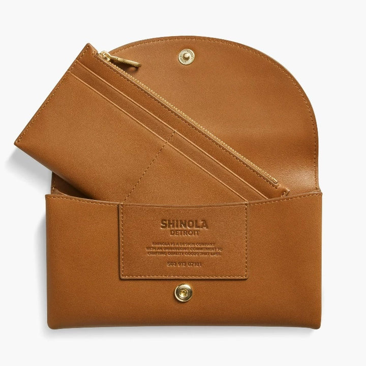 Shinola Birdy Natural Leather Large Snap Wallet